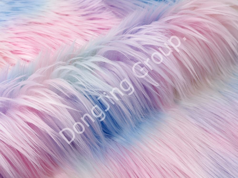 DW0020 - ژاکارد پنج رنگ آبی، صورتی و زرد faux fur fabric