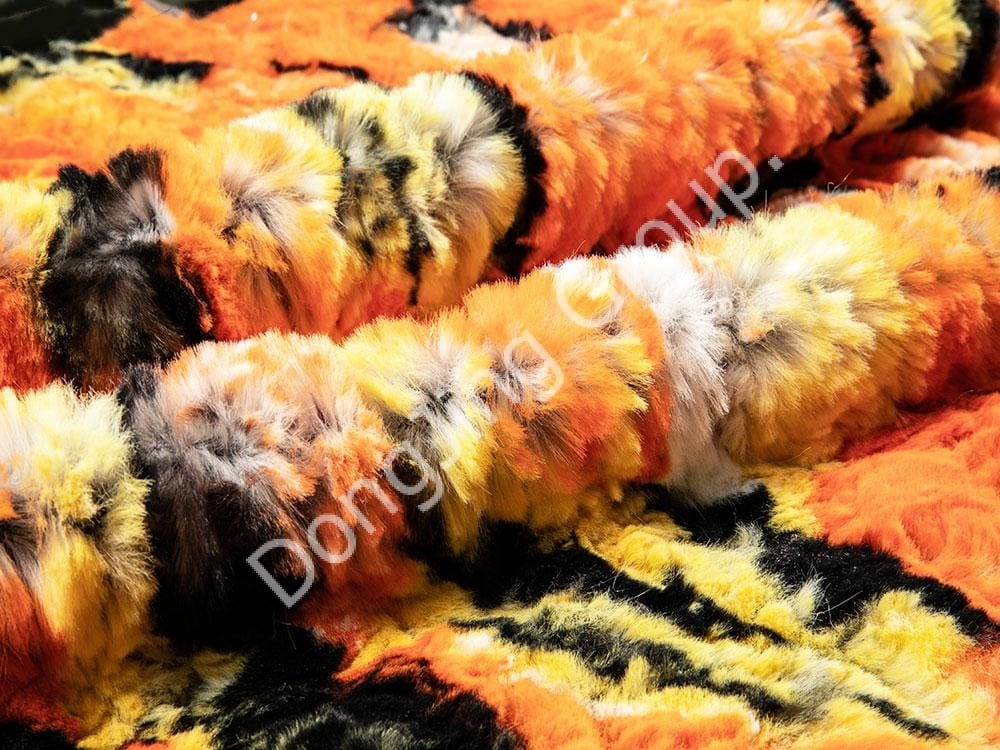 7KT0362-موی خرگوش با چاپ مایل به سفید faux fur fabric