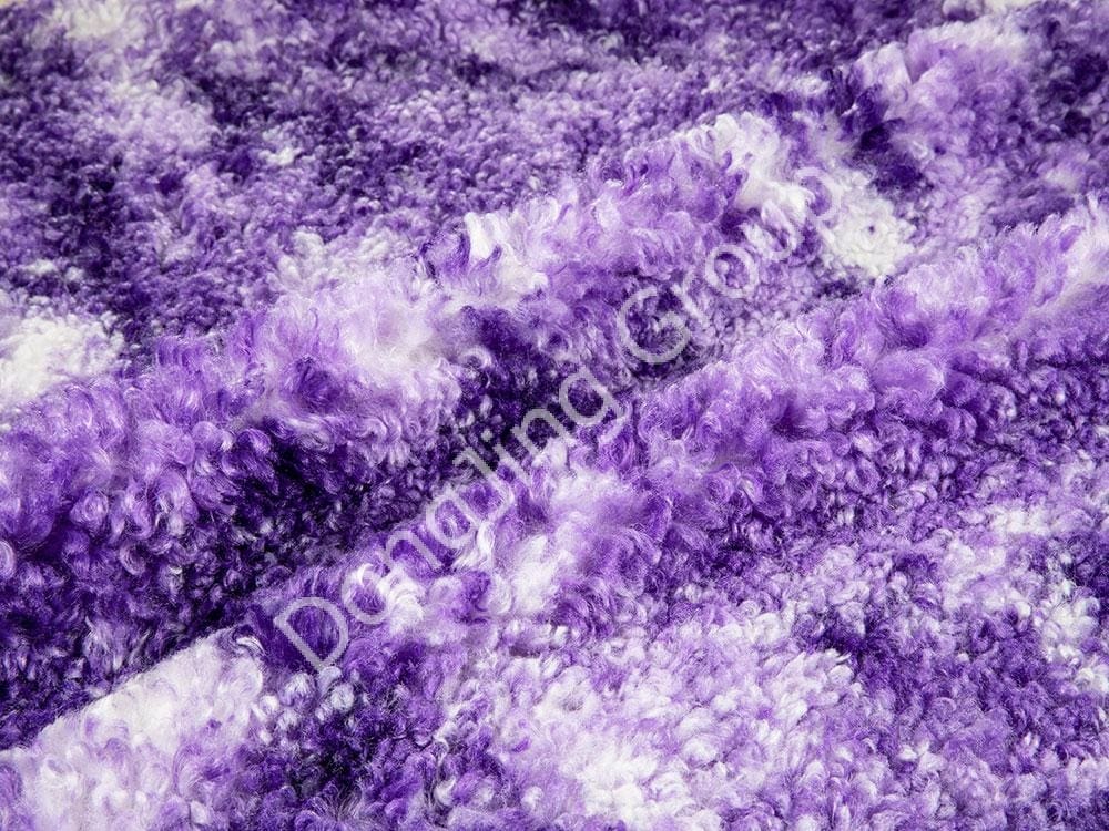 8T0821-بنفش مش گرد همرنگ شبیه پشم دسته رولی آشفته faux fur fabric