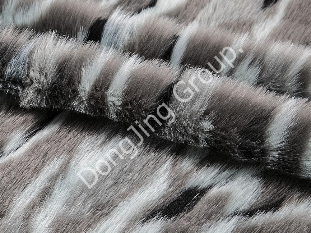 8W1856-روباه نرم ژاکارد سه رنگ خاکستری آبی مشکی faux fur fabric