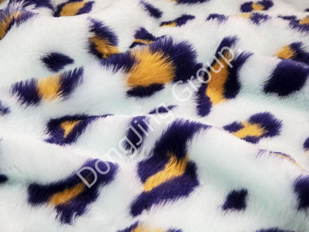 9HW0390-ژاکارد سه رنگ (زرد لندی) طرح پلنگ دایره ای پلنگی faux fur fabric