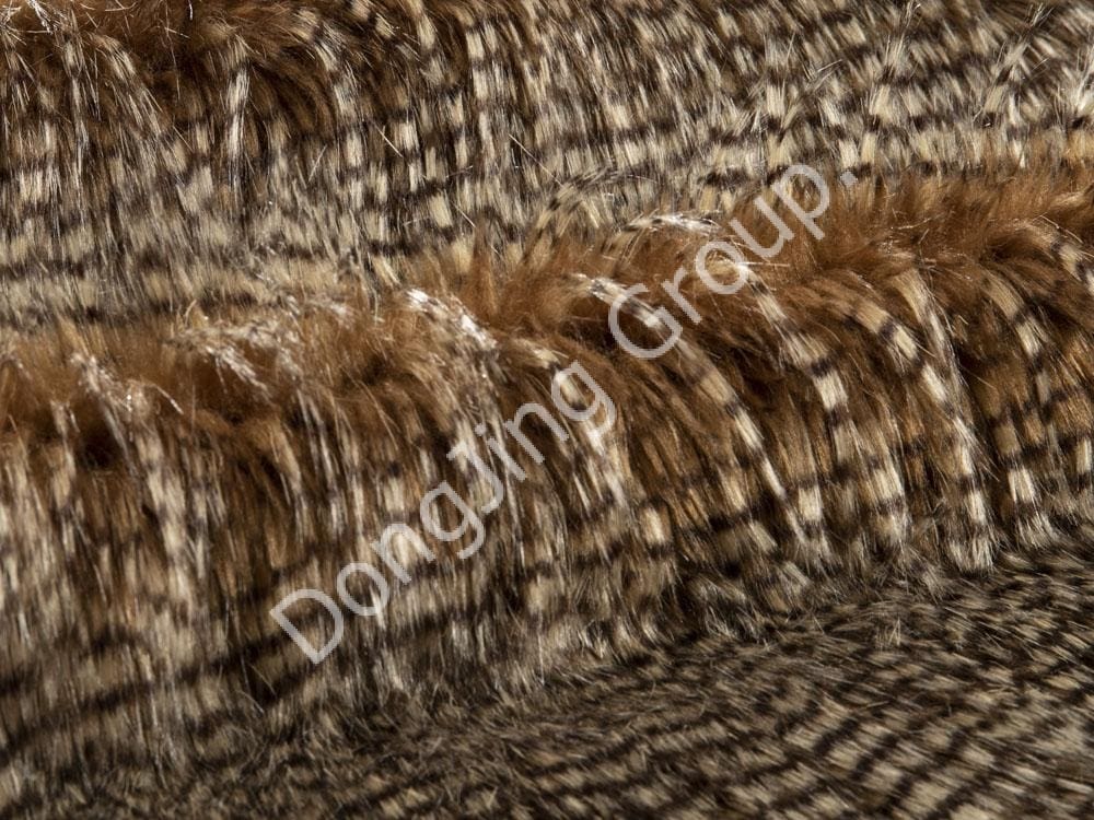 9W1111-موی قرقاول مودار ژاکاردی دو رنگ faux fur fabric